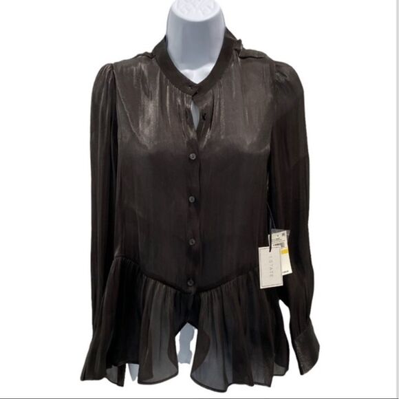1. State Polished Nomad Blouse In Rich Black Size Medium - Picture 6 of 6